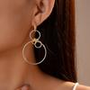 Personalized Geometric Round Cross-hollowed Silver Needle Earrings, Unique Temperament Earrings