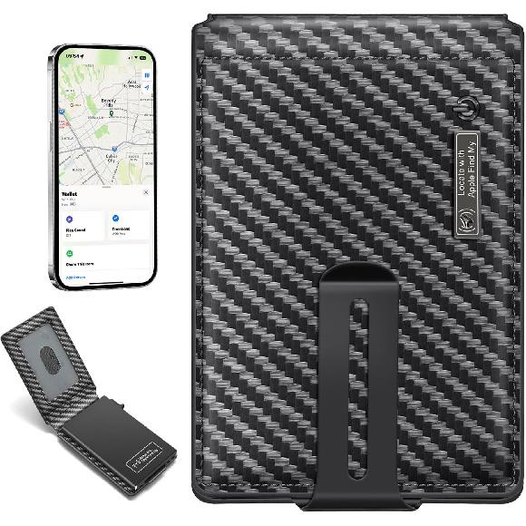 Анти-потеря Bluetooth кошелек с трекером и искателем, Работает с Apple Findmy, Отслеживаемый выдвижной кошелек для мужчин, Окно для ID, Резинка для наличных, Подарок для