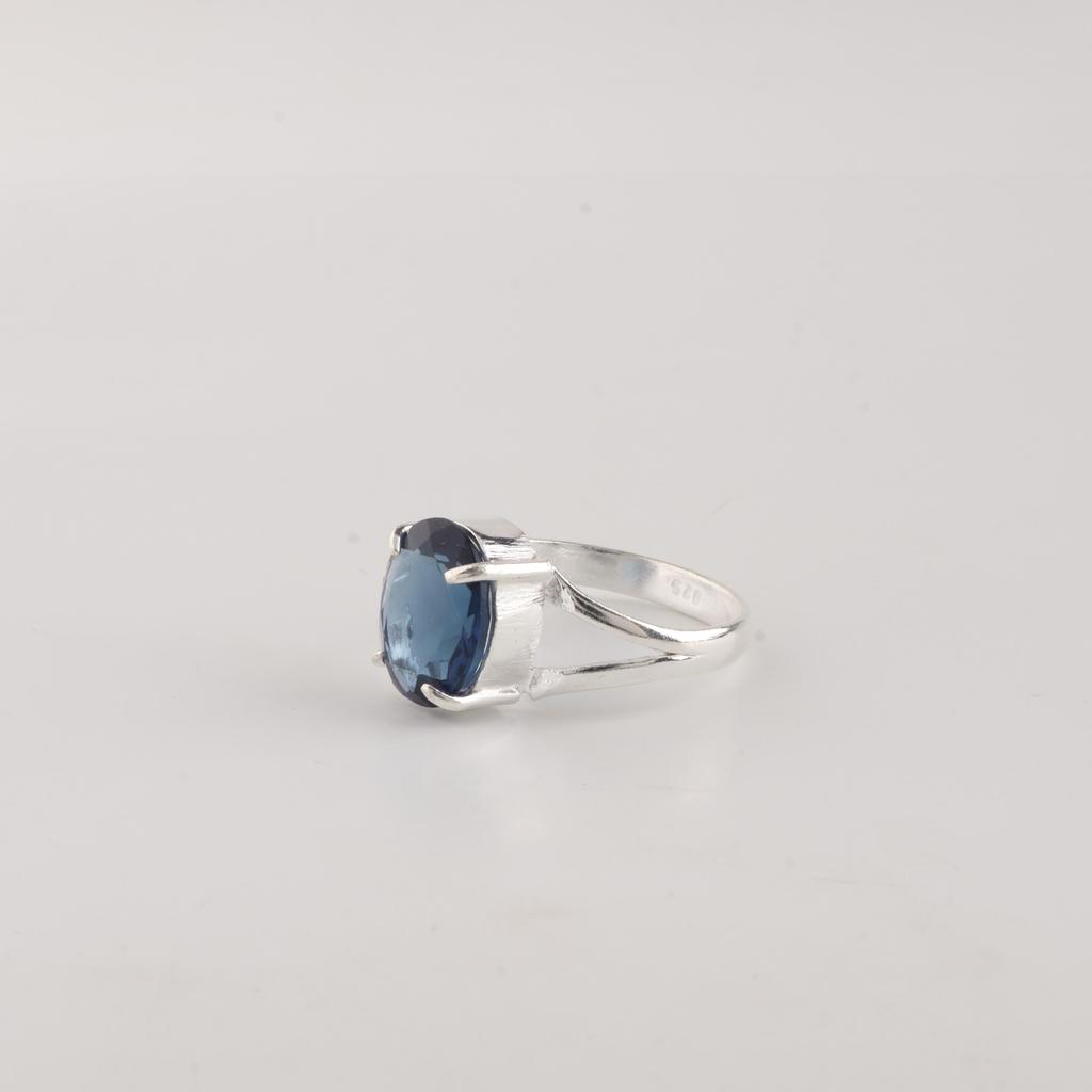 London Blue Topaz Gemstone 925 Sterling Silver Handmade Jewelry Designer Ring RR-75-6