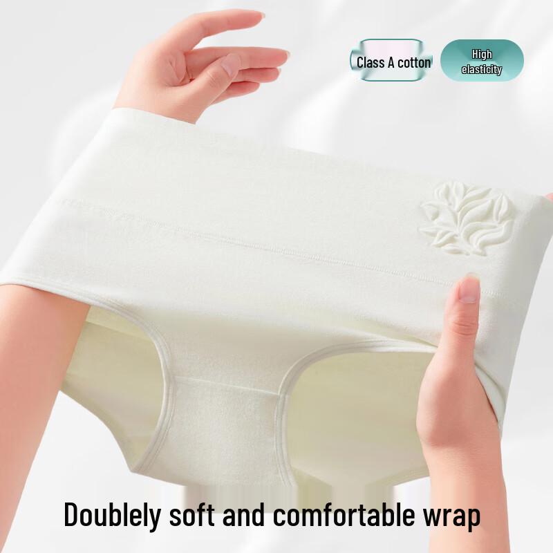 LangSha Women's High-Waist Tummy Control Cotton Briefs (4-Pack)
