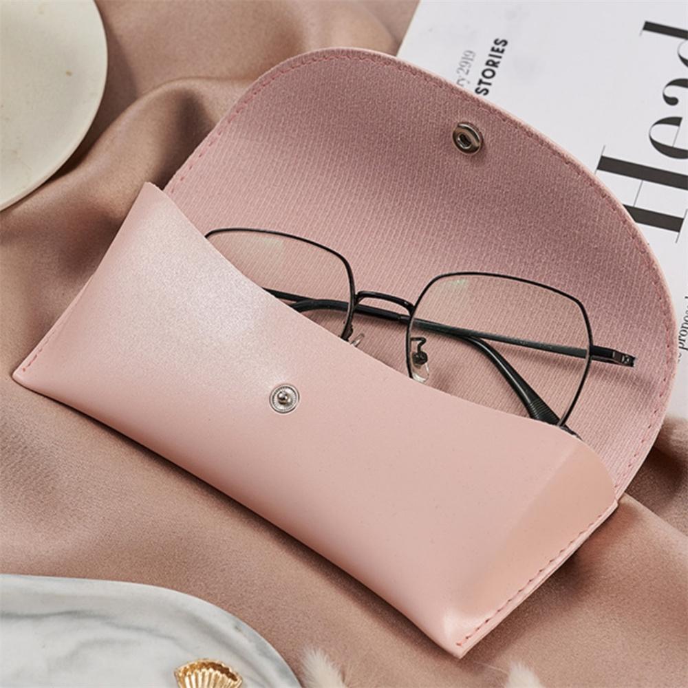 Pu Leather Button Sunglasses Case Portable Soft Glasses Boxs Waterproof Glasses Protective Cover Eyewear Storage Bag