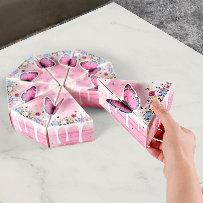 8/10 Bucăți Cutie Cadou din Hârtie în Formă de Tort Triunghiular Cutii Ambalaj Deserturi Bomboane Fursecuri Cadouri pentru Petrecere de Ziua Copiilor Baby Shower