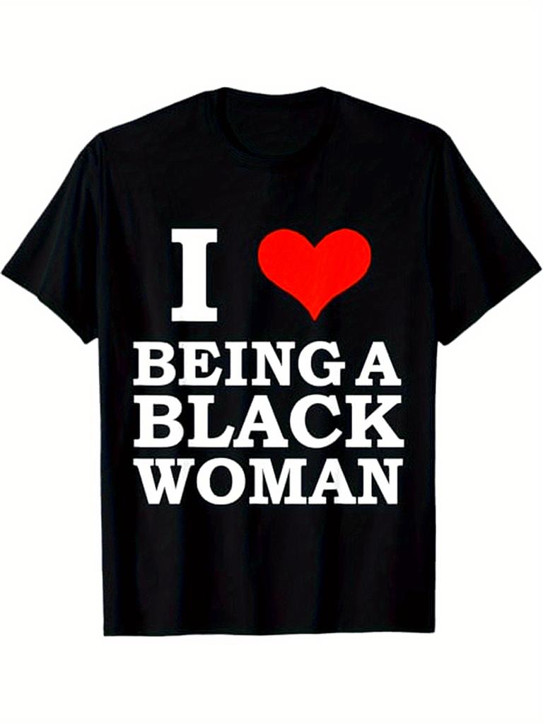 Camiseta Pride Negro Amo Ser una Mujer Negra Camiseta Casual Cuello Redondo Manga Corta Tejido de Algodón Transpirable Ligero Elástico