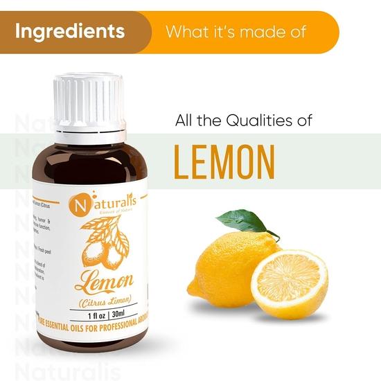 Naturalis Essence of Nature Cold Pressed Lemon Essential Oil 100% Pure, Natural & Undiluted Therapeutic Grade for Skin Pigmentation, Face, Hair, 30ml