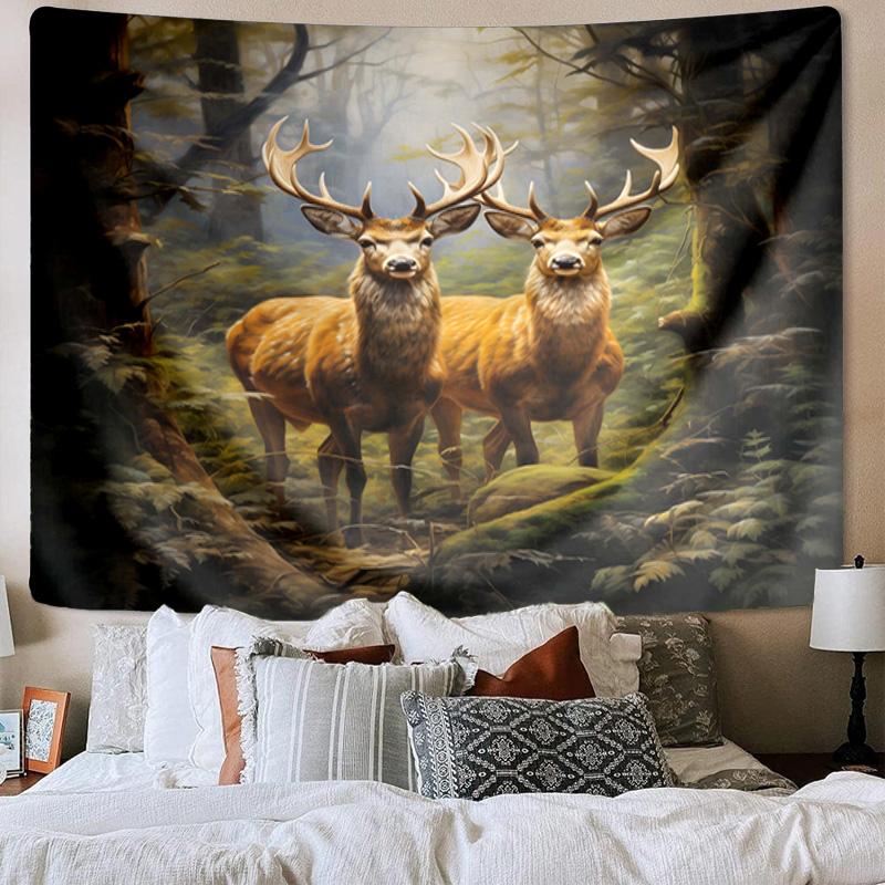 Deer With Floral Crown Tapestry Room Decoration Wall Hanging for Living Room Bedroom, dormitory, Birthday and Christmas gifts