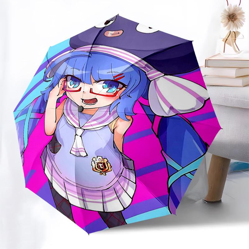 1 Stück Outdoor-Schirm mit süßem Anime-Charakter-Design - Automatisches Öffnen/Schließen, Tragbares 3-fach faltbares Design, 8-Speichen-Eisenrahmen - Perfektes Geschenk für F