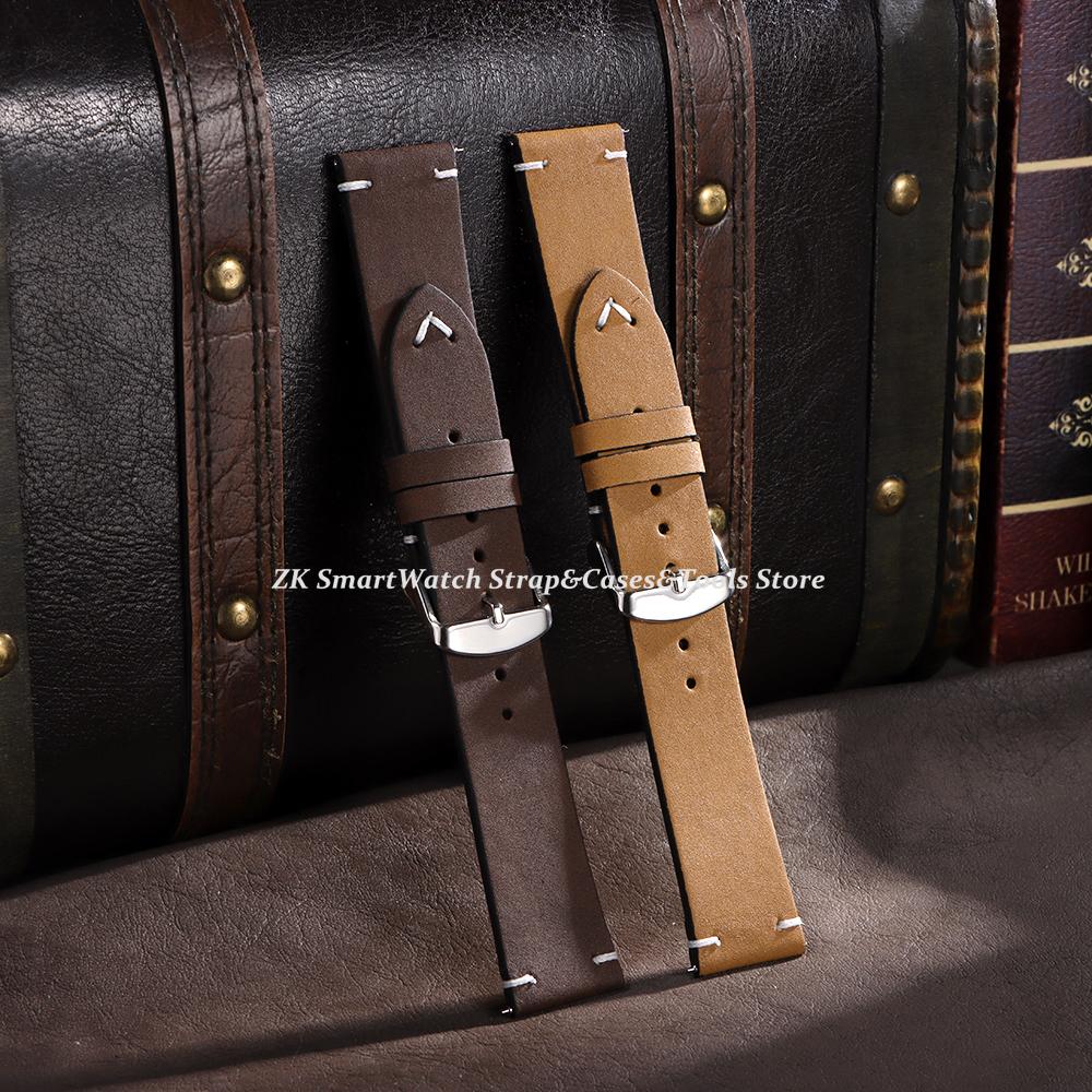 18mm 20mm 22mm Watch Strap Quick Release Brown Watchband Soft Leather Bands for Omega Business Wristband for Seiko 5 Bracelet