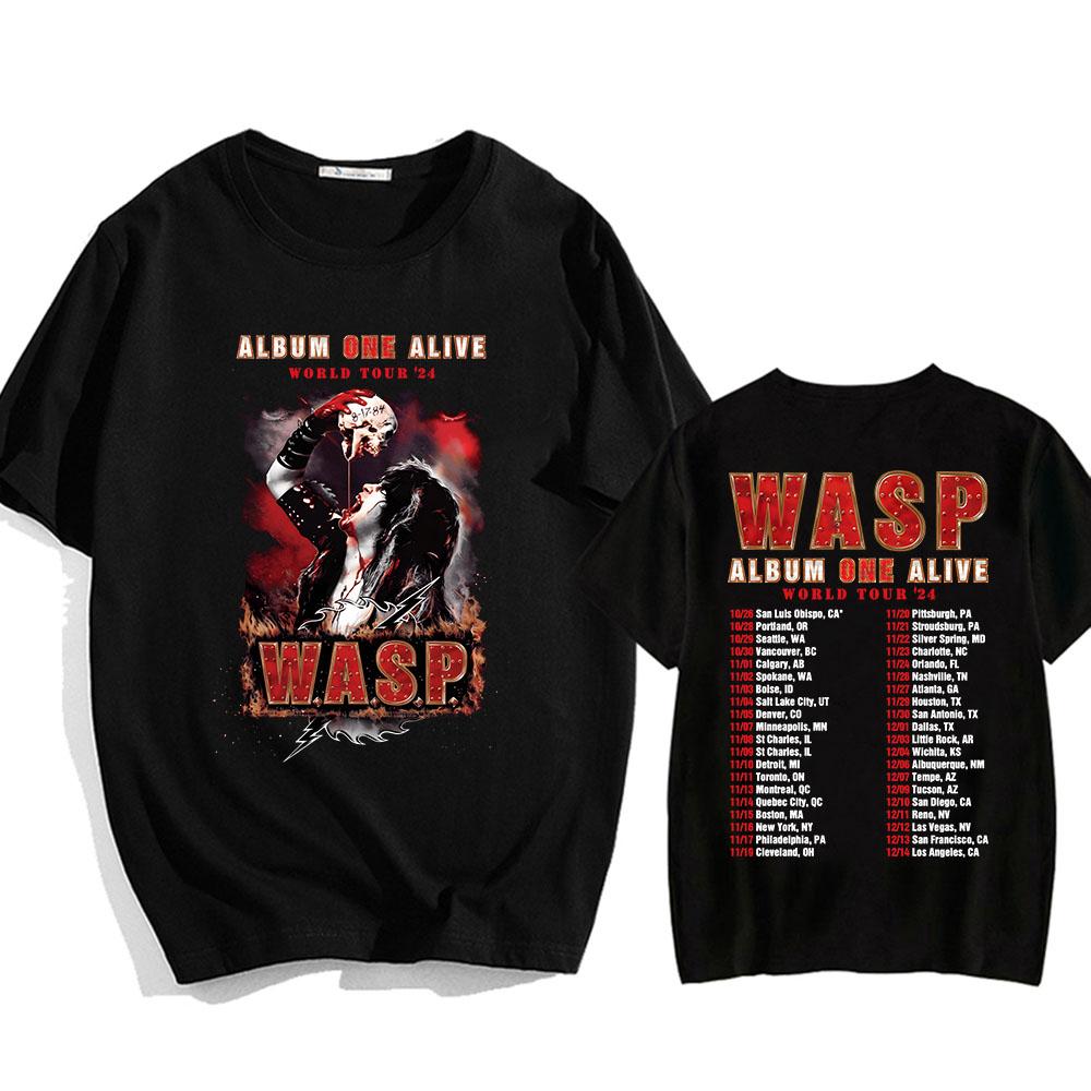 

Альбом One Alive World Tour 24 Футболки WASP Nation Хип-хоп мода Мужская футболка Футболки Короткий рукав Круглый вырез Унисекс Уличная одежда XL