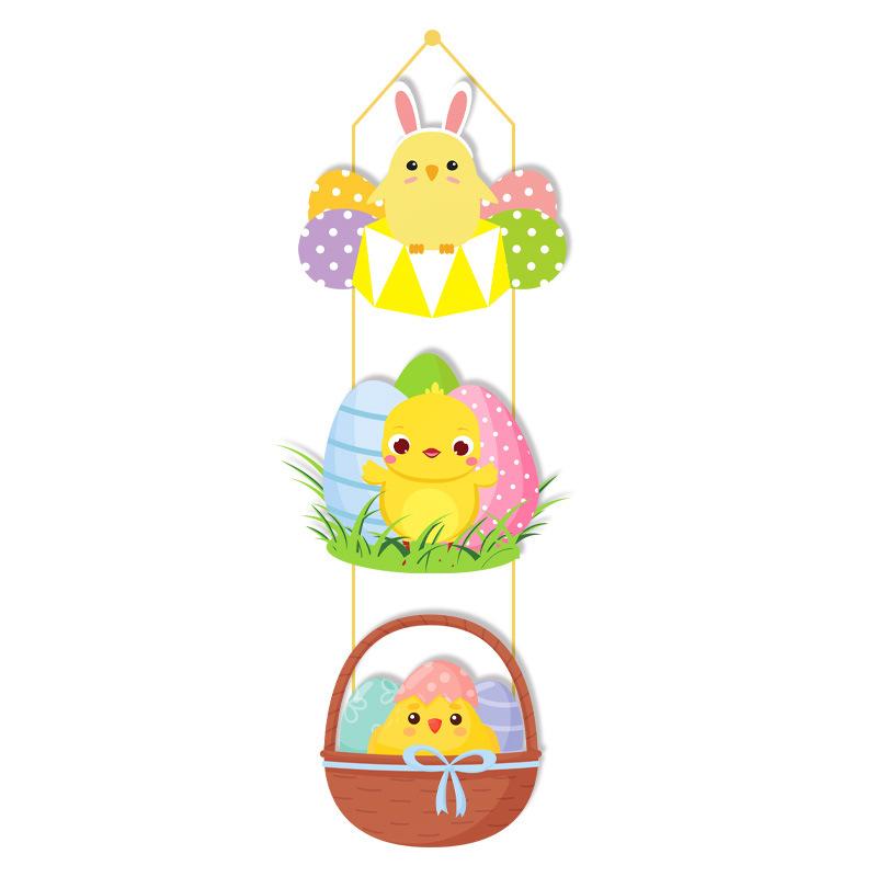 Easter Door Decoration Hanging Paper Easter Egg Rabbit Welcome Sign Ornament Happy Easter Door Hanger Pendant Easter Decoration