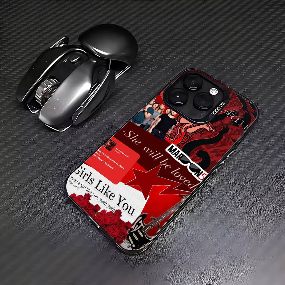 Band Maroon5 Phone Case For iPhone17,16,15,14,13,12,11 Plus,Pro Max Colored Silver Plated Inside Cover