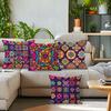 4 Pcs Grid Mosaic Mandala Single-Sided Printed Pillowcase Cushion Cover,Suitable For Living Room,Bedroom,Car Decoration