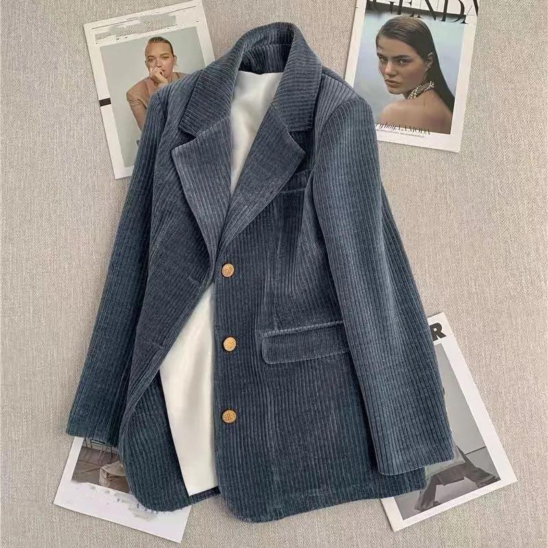 Blazer Suit for Women Winter Casual Long Sleeve Button Cardigan Slim Fit Solid Color Professional Suit Jacket