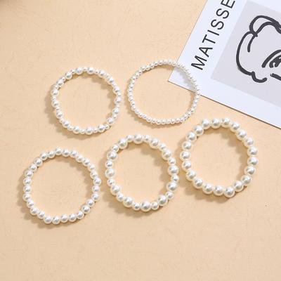 New Imitation Pearl Elastic Bracelet for Women Fashionable Vintage Beaded Party French Light Luxury Jewelry