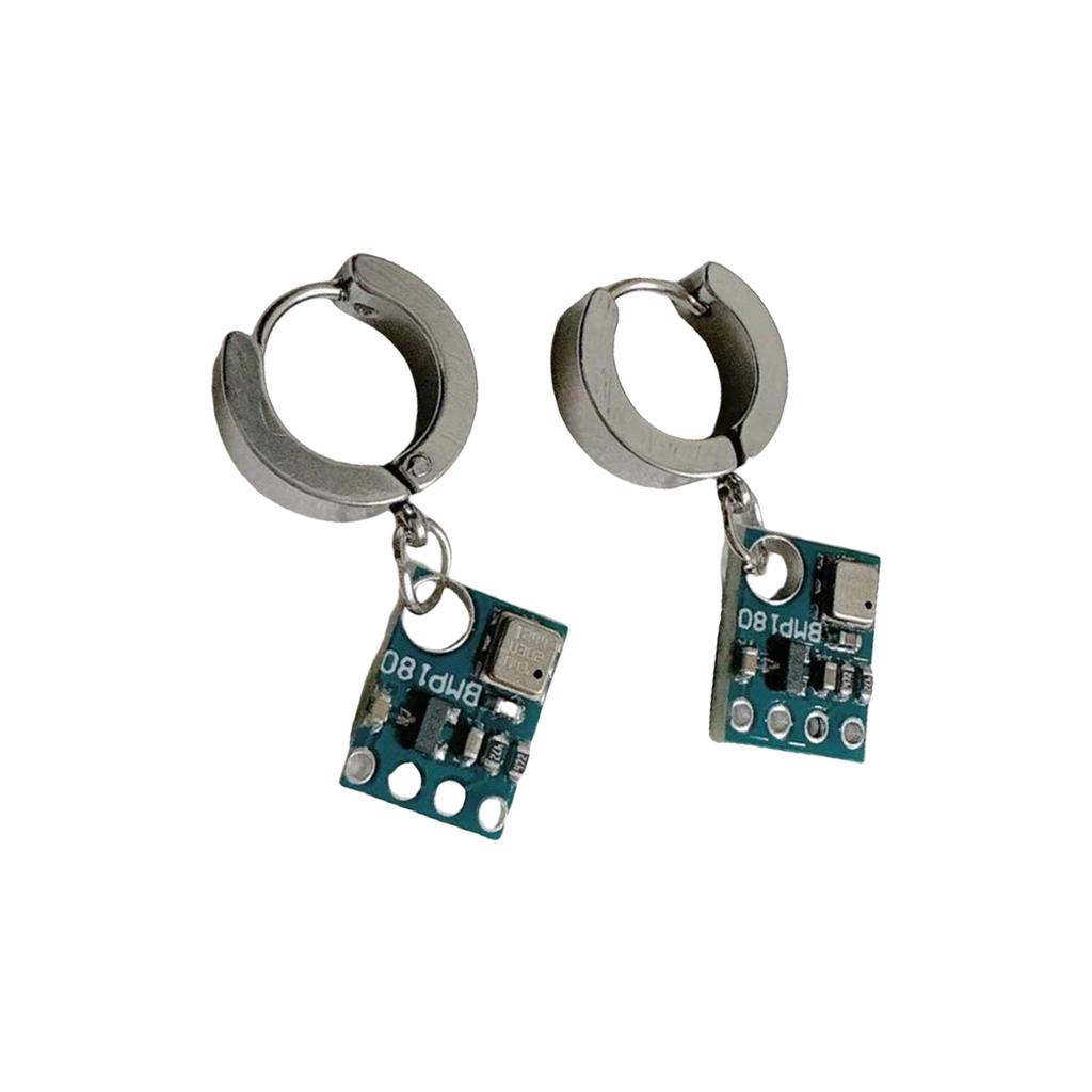Cyberpunk Alien Circuit Earrings Futuristic Drop Earrings Cuff Earrings Alloy Texture for Science Fiction Enthusiasts