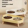 Elevated Stainless Steel/Plastic Pet Bowls Set with Stand, Dual Bowls for Small Dogs and Cats, with Splash Guard - Pet Feeder
