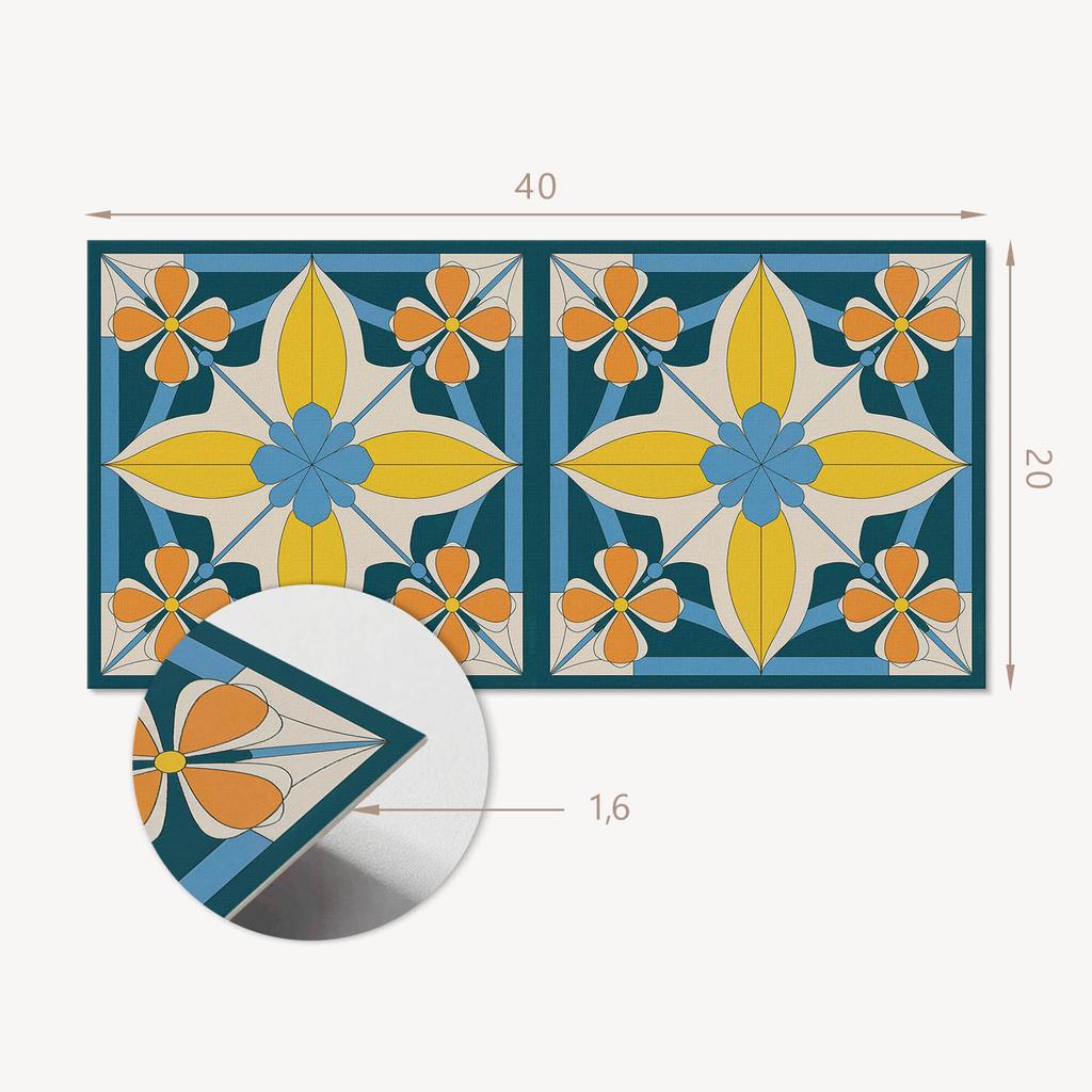 Naklejane Kafelki Z Grafiką Do Przedpokoju Winylowe Kwiatowy Wzór Geometryczny 10X40X20 Cm