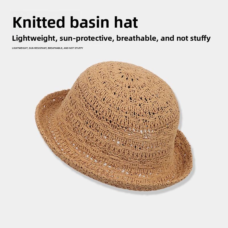 Cappello a Secchiello in Maglia di Cotone da Donna Estivo Protezione Solare Traspirante Casual