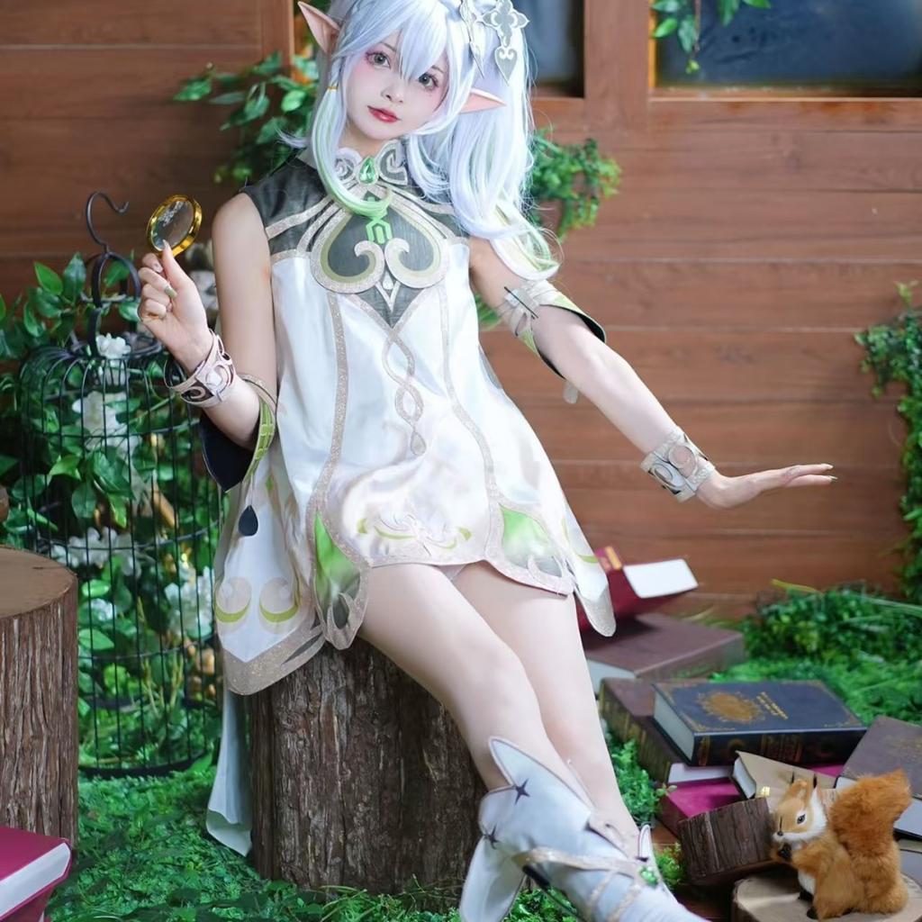 Nahida Cosplay Costume Lesser Lord Kusanali Full Set Dress Ears Wig Nahida Outfits for Comic Con