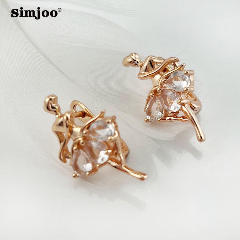 Štýlové náušnice SIMJOO s modrým zirkónom a personalizovaným dizajnom Balerína Zapínanie na ucho