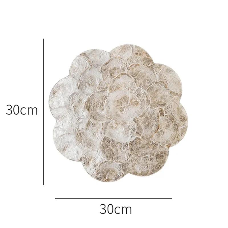 

Light Luxury Natural Shell Tray Dining Table Insulating Mat Desktop Organizer Flower Trimmed Decorative Placemats