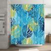 Blue Leaves Shower Curtain Bathroom Decor with Green Accents for Modern Home Design Printed Fabric Waterproof Washable Backdrop