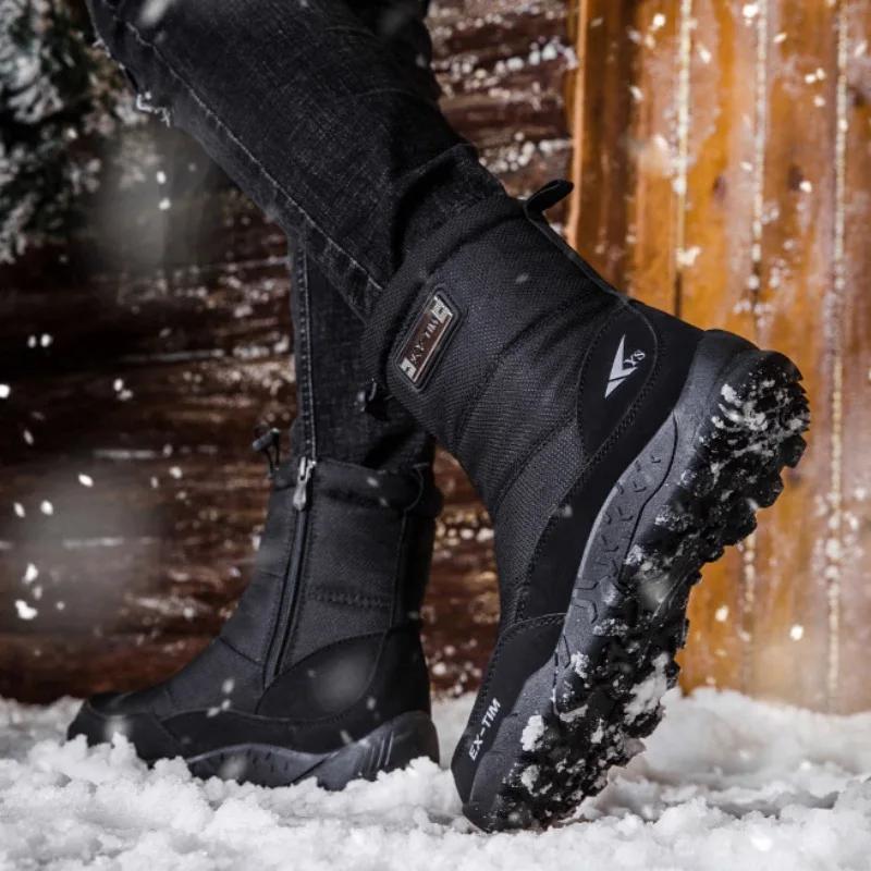 Fashion Winter Men's High-top Boots Outdoor Waterproof Snow Boots Plush Warm Cotton Boots for Men Non Slip Platform Boot Botas De Hombre