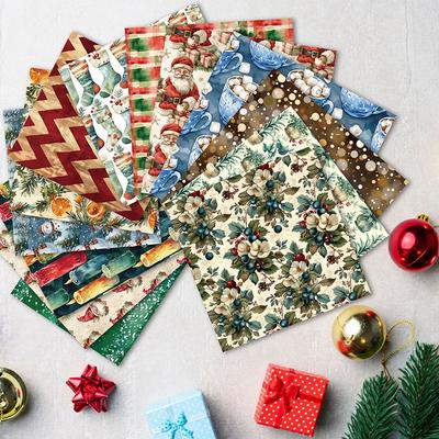 Christmas Scrapbook Paper Pad 12 Sheets 6X6 Glitter Confetti Snowflake Single-Sided Prints Cardstock 160Gsm Acid-Free Decorative