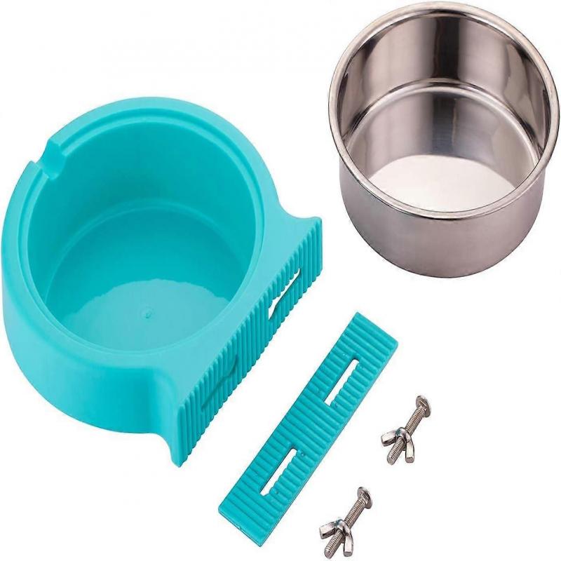 Crate Dog Bowl, Removable Stainless Steel Coop Cup Hanging Pet Cage Bowl Water Food Feeder for Dogs Cats Rabbits Puppy
