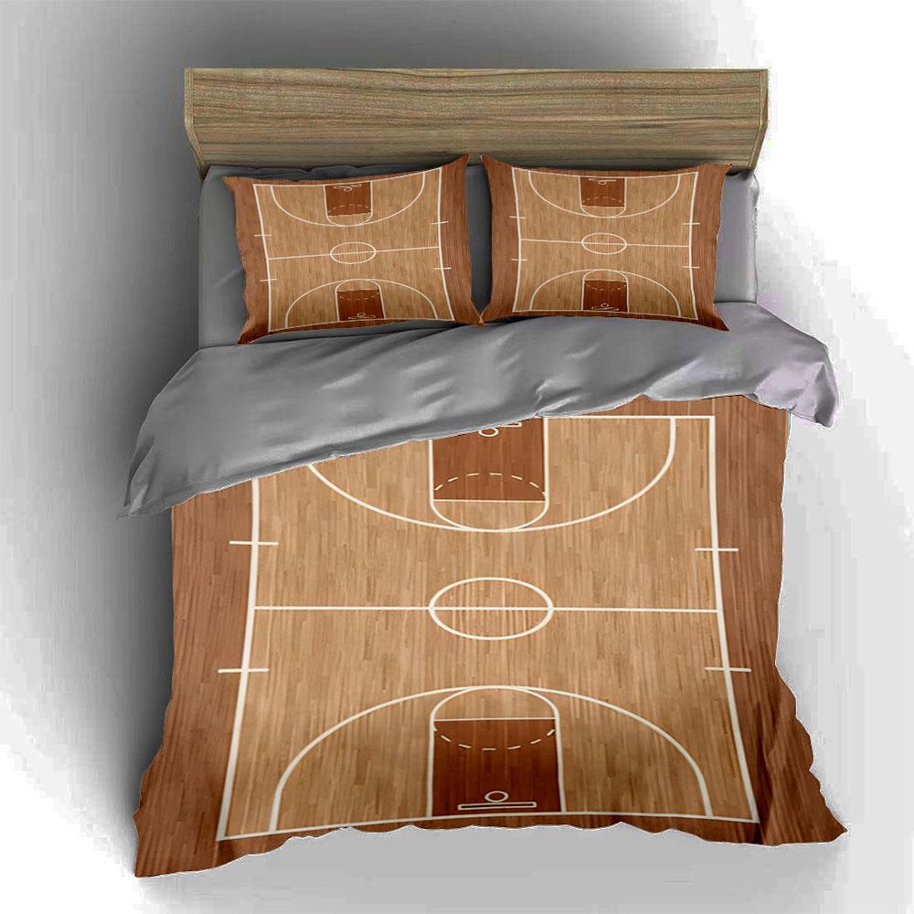 Basketballplatz-Design. Bettwäsche Bettbezug-Sets Bettbezüge Kissenbezüge Geschenke (1 * Bettbezug 2 * Kissenbezüge, ohne Bettdecke)