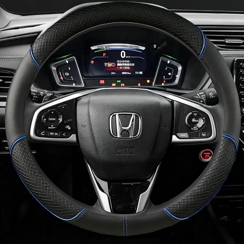 38CM Carbon Fiber Car Steering Wheel Cover Breathable Anti Slip For Honda Mugen Power Civic Accords CRV Hrv Jazz CBR VTEC VFR