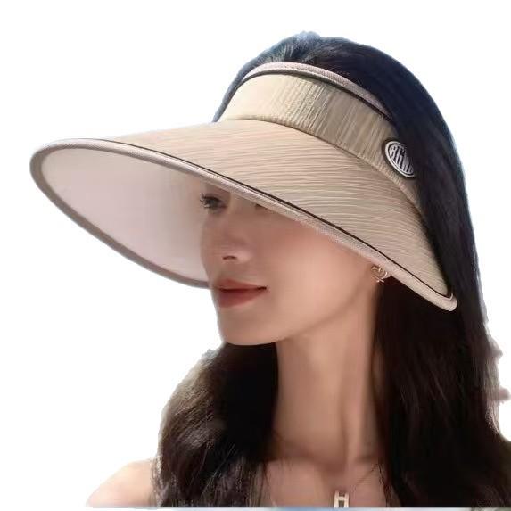Empty Top Fashion Sunscreen Hat Women'S Summer Uv Protection Big Eaves Sun Hat Big Head Circumference Outdoor Sun Hat