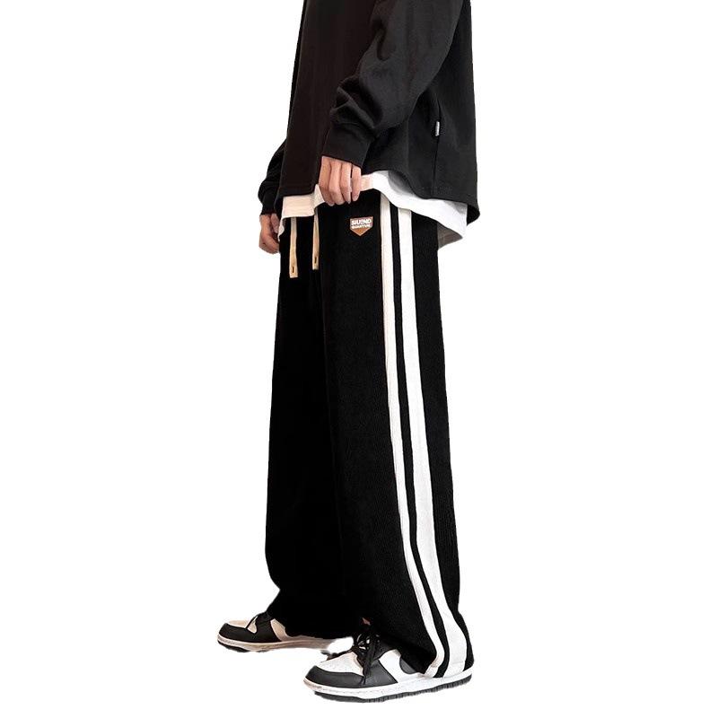 Baggy Striped Sweatpants for Men Straight-Leg Pants Fashion Hip Hop Streetwear Harajuku Trousers Casual Bottoms Y2K Male Clothes Plus Size
