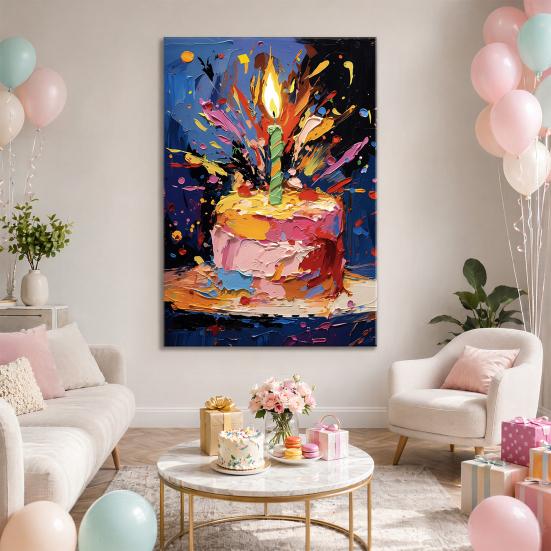 Happy Birthday Backdrop Decorations, Birthday Cake Pattern Hanging Background Sign for Boys Girls, Baby Shower, Birthday Party Supplies
