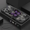 Colorful Butterfly Print Lanyard Case For iPhone 17 Pro Max Funda iPhone 16 15 14 13 Pro Max 11 16E 17E Soft Silicone Cover