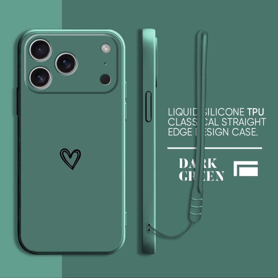 With Lanyard Love Case for Apple iPhone 17 Pro Max XS XR 15 11 13 Mini 7 8 Air 12 Plus 16 Phone Cover