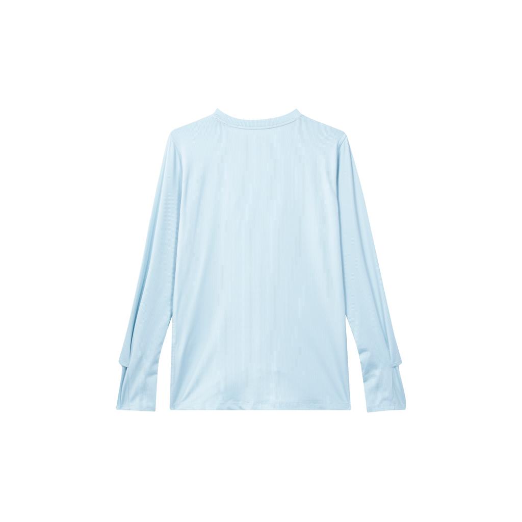 Nike Logo Print Round Neck Quick-Dry American Vintage Long Sleeve T-Shirt Women Tops Joyful-Ocean-Blue Silver DX0309-442