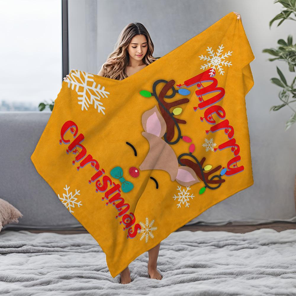 Tuniu Cute Christmas Deer Fleece Blanket Soft Warm Throw Sofa Bed Bedroom Gift Idea