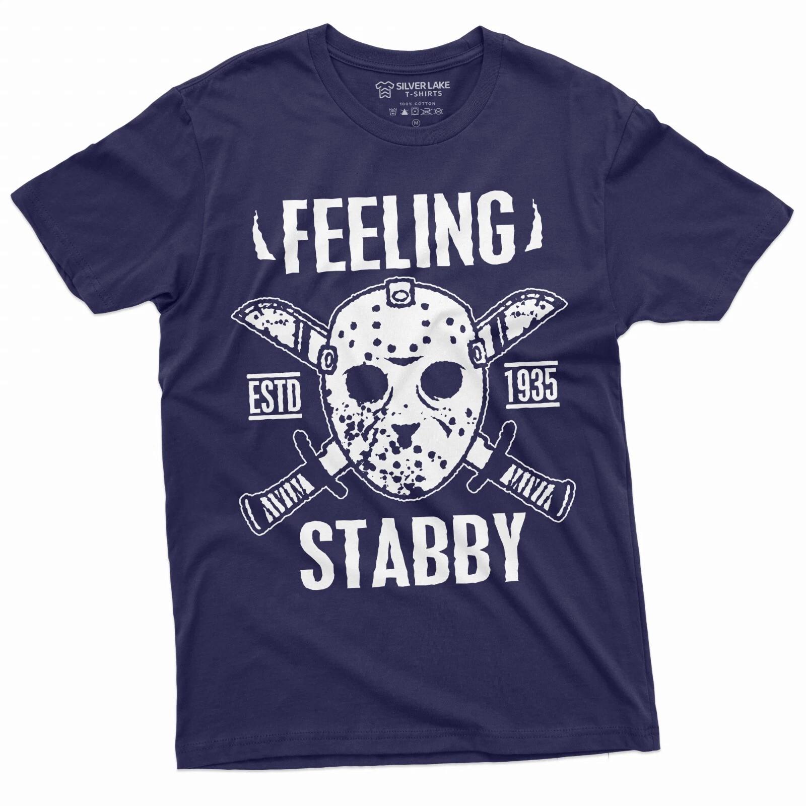 Men s Funny Jason Feeling Stabby Tee shirt Horror movie Halloween Tshirt XXXXL