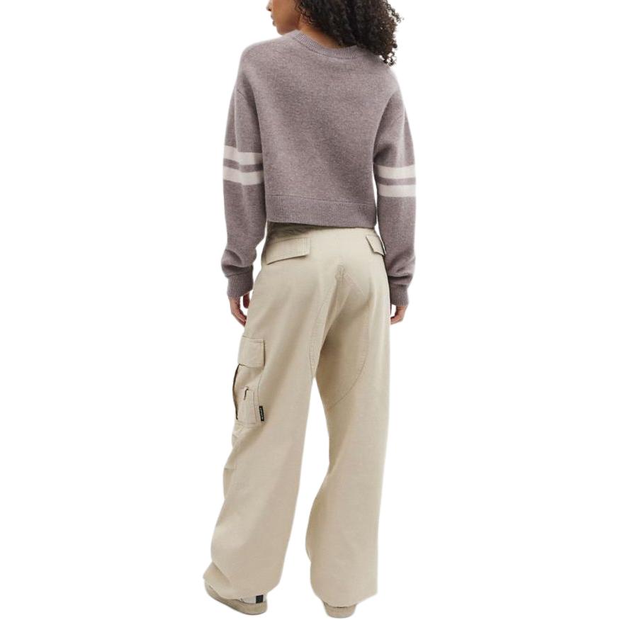 Coach Solid Color Pocket Mid Waist Button Cargo Pants Women pants Khaki CN461-KHA