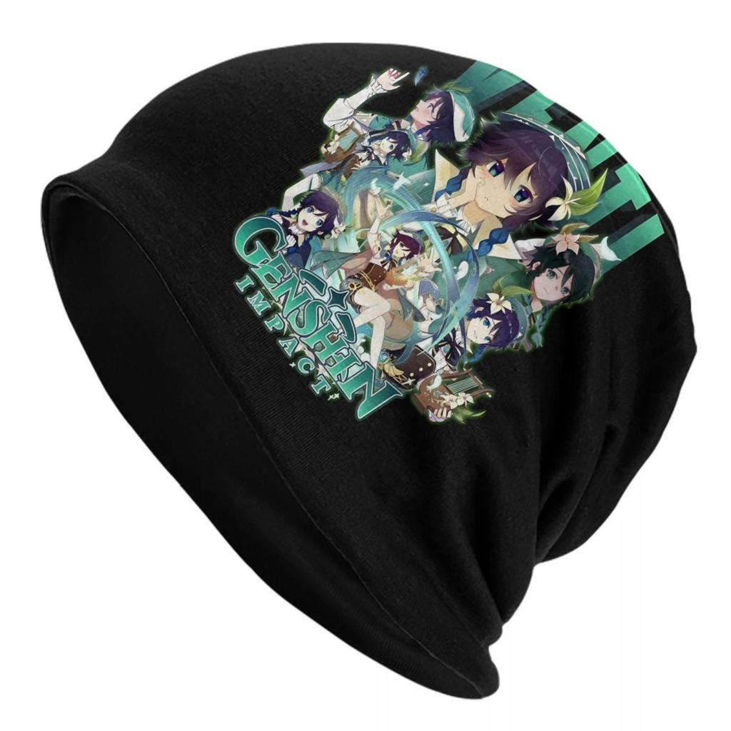 Game Anemo Geo Pyro Hydro Genshin Impact GANYU Bonnet Femme Hip Hop Knit Hat For Winter Warm Cryo Electro Dendro Beanies Caps
