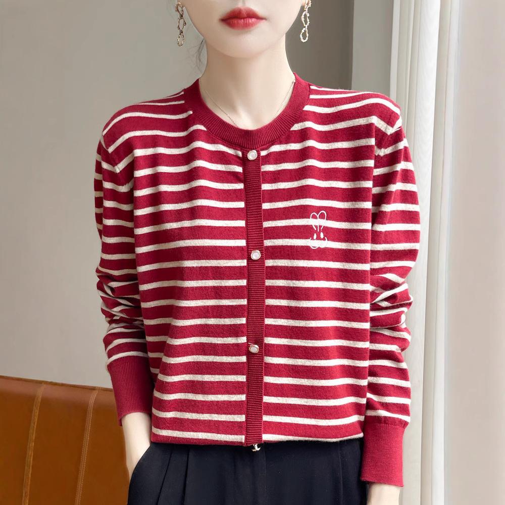 Autumn Women's Fashion Bottoming Striped Knitwear