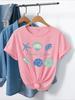Marine Shell Organisms Pattern Print Short Sleeve T-Shirt Crew Neck Top Fashion Y2K Comfort Fit for Women Top Casual Clothing
