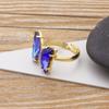 Nidin New Fashion Design Gorgeous Butterfly Ring Sweet 10 Colors Transparent Crystal Adjustable Rings for Women Party Jewelry