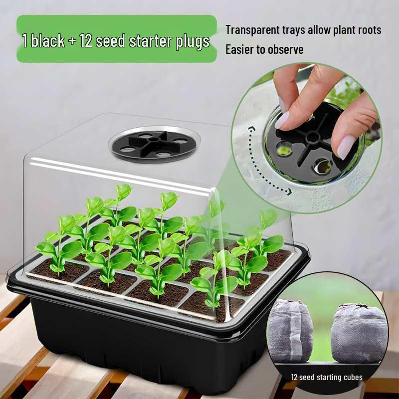 12-Hole Succulent Seedling Tray Set with Lid – Moisture & Temperature Control
