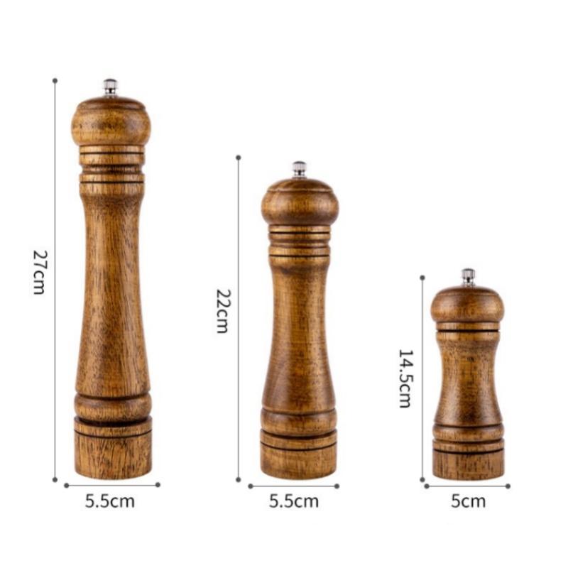 5/8/10 Zoll Pfeffermühle Manuell Kreuzkümmel Gewürzmühle Kautschukholz Keramisches Mahlwerk Mühle Küchenwürzzubehör