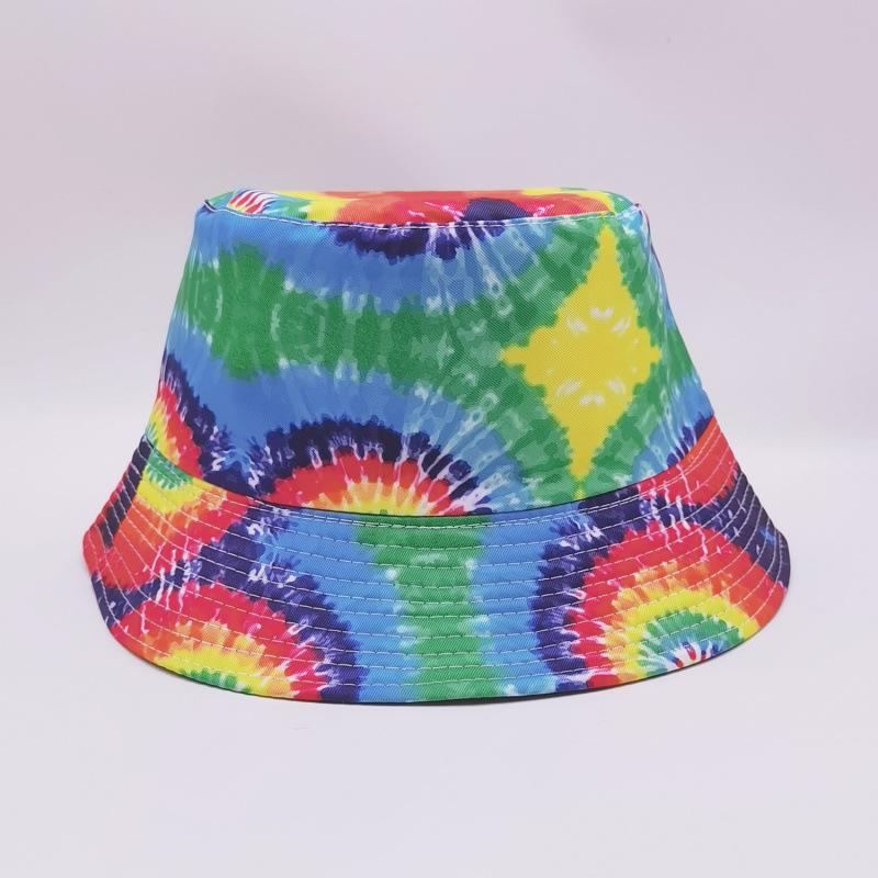 European and American New Printed Retro Double-sided Bucket Hat Travel Travel Men and Women Summer Sunscreen Tie-dye Casual Basin Hat Spot