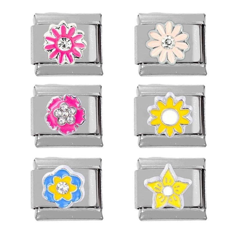 Fashion Flower Charm Italian Links Fit for 9mm Bracelet Stainless Steel Jewelry Making DIY Handmade Women Jewelry Gift