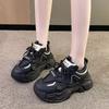 Fried Street Dad Shoes Girl 2025 New Spring Popular Black Single Shoes Muffin Platform European Versatile Casual Sneakers