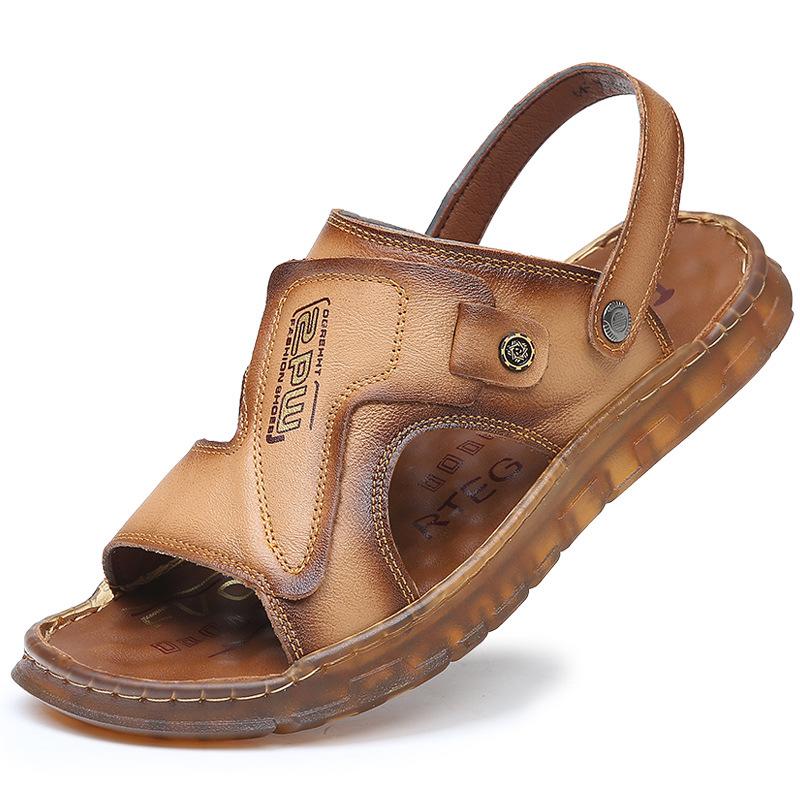 

Классические мужские сандалии, летние сандалии из натуральной кожи, мужские уличные повседневные легкие сандалии, модная мужская мягкая пляжная обувь 44 коричневый