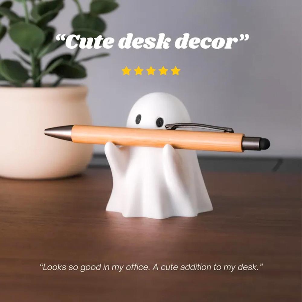 Ghost Pen Holder - Cute Resin Desktop Organizer for Office & Home, Halloween Decor Creative Gift, Funny Stationery Stand (1PC)